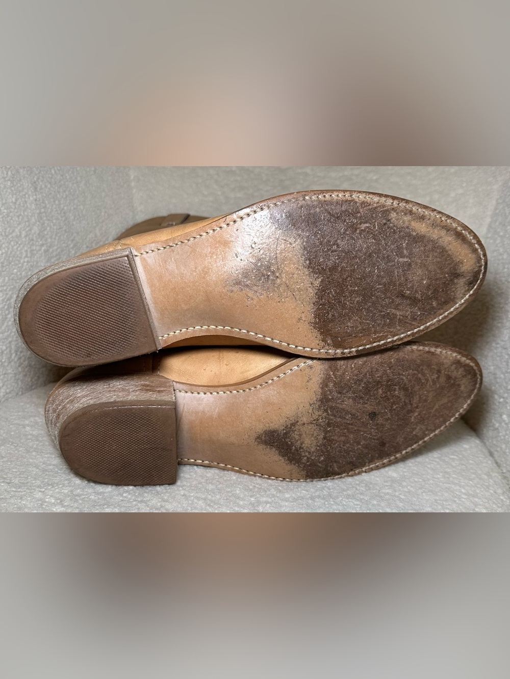 Vintage Dingo Cowboy Boots Men’s Tan Beige Leather Western Bohemian Festival USA - Picture 9 of 13